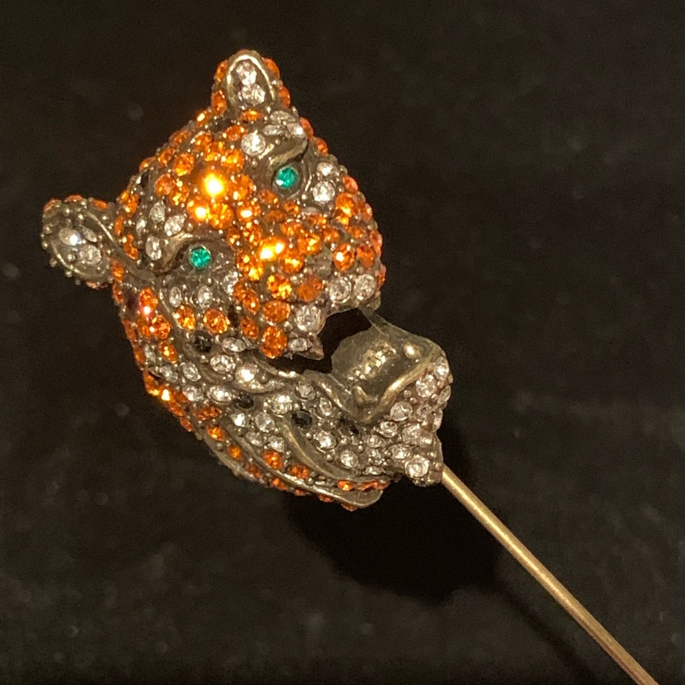 Heidi Daus Orange Striped Tiger Stickpin